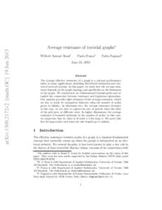 arXiv:1309.2172v2 [math.OC] 19 JunAverage resistance of toroidal graphs∗ Wilbert Samuel Rossi†  Paolo Frasca‡