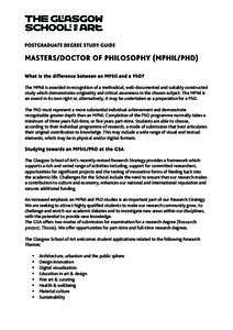   	
   	
   POSTGRADUATE DEGREE STUDY GUIDE  MASTERS/DOCTOR OF PHILOSOPHY (MPHIL/PHD)