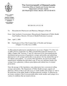 The Commonwealth of Massachusetts Executive Office of Health and Human Services Department of Public Health 250 Washington Street, Boston, MA[removed]DEVAL L. PATRICK GOVERNOR