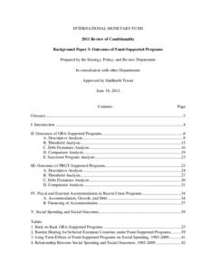 2011 Review of Conditionality--Background Paper 3: Outcomes of Fund-Supported Programs; IMF Policy Paper; June 18, 2012