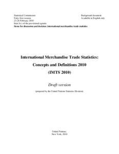 Statistical Commission Background document Forty-first session Available in English only[removed]February 2010 Item 3(c) of the provisional agenda