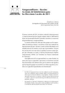 Neoparamilitares – Bacrim: Acciones de Interferencia para las Elecciones Locales de 2011 Angélica Arias