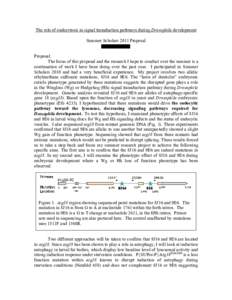 The role of endocytosis in signal transduction pathways during Drosophila development Summer Scholars 2011 Proposal Proposal: The focus of this proposal and the research I hope to conduct over the summer is a continuatio