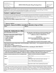 DEPARTMENT OF HOMELAND SECURITY U.S. COAST GUARD DOT/USCG Periodic Drug Testing Form