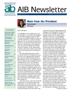 AIB Newsletter VOL. 20, NO. 3 T HIR D  QUAR T ER