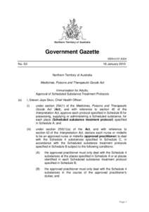 Northern Territory of Australia  Government Gazette ISSN-0157-833X  No. S3