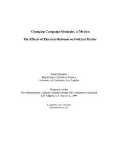 Changing Campaign Strategies in Mexico: The Effects of Electoral Reforms on Political Parties