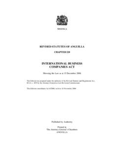 ANGUILLA  REVISED STATUTES OF ANGUILLA CHAPTER I20  INTERNATIONAL BUSINESS
