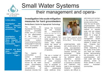 Small Water Systems  their management and opera- In this edition... Investigation