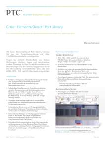 Datenblatt  Creo™ Elements/Direct™ Part Library Eine vollständige Bibliothek mit Standardkomponenten spart Zeit, Arbeit und Geld  Ehemals CoCreate