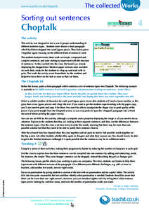 www.teachit.co.uk/choptalk  Sorting out sentences 4