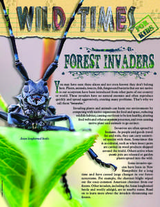 VOL. 13, issue 1  ou may have seen these aliens and not even known they don’t belong here. Plants, animals, insects, fish, fungus and bacteria that are not native to our ecosystem have been introduced from other parts 