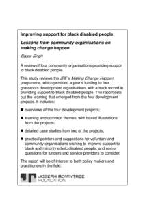 Improving support for black disabled people: Lessons from community organisations on making change happen