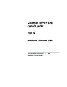 Veterans Review and Appeal Board 2011–12 Departmental Performance Report