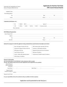 Application for the New York State EMS Council Annual Awards