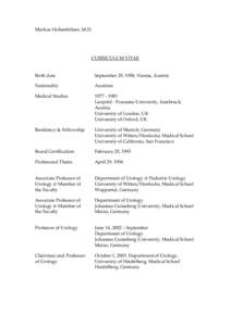 Markus Hohenfellner, M.D.  CURRICULUM VITAE Birth date