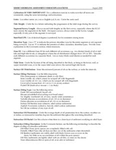 Shoreline Assessment Form (Short Form) Explanations