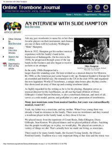 An Interview with Slide Hampton  A free Internet resource for, and by, trombonists.