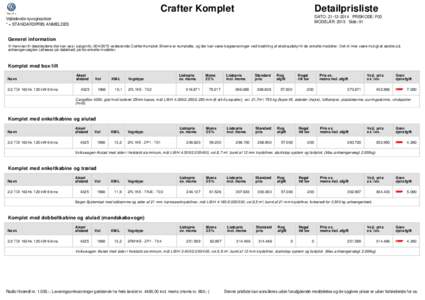 Crafter Komplet  Detailprisliste DATO: PRISKODE: F03 MODELÅR: 2015 Side: 01