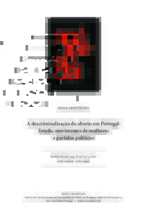 ROSA MONTEIRO  A descriminalização do aborto em Portugal: Estado, movimentos de mulheres e partidos políticos