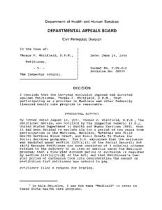 [removed]CR539 Thomas P. Whitfield, D.P.M., Petitioner v. OIG