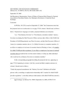 NASD: Notice of Filing of Proposed Rule Change by National Association of Securities Dealers, Inc. Relating to Divestiture of American Stock Exchange