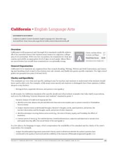California • English Language Arts DOCUMENTS REVIEWED1 California Academic Content Standards: English Language Arts. December[removed]Accessed from: http://www.cde.ca.gov/be/st/ss/documents/elacontentstnds.pdf