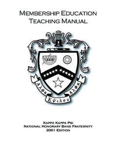 Membership Education Teaching Manual Kappa Kappa Psi National Honorary Band Fraternity 2001 Edition