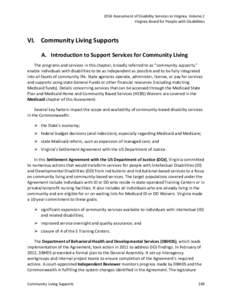 Community Living Supports, 2014 Assessment of Disability Services in Virginia