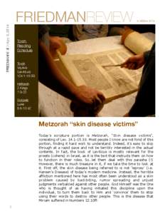 Tazria / Leprosy / Shaving / Death / Vayikra / Tzaraath / Book of Leviticus / Torah / Metzora