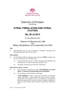 Statement of Principles concerning ATRIAL FIBRILLATION AND ATRIAL FLUTTER No. 50 of 2014