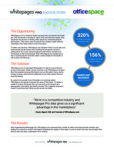 The Opportunity OfﬁceSpace.com is America’s fastest growing free commercial real estate site. With thousands of listings for retail, ofﬁce and industrial spaces, they streamline the process of ﬁnding ofﬁce spac