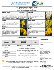 UF IFAS Extension Baker County Master Gardener Program 2015 Daffodil Bulb Fundraiser Autumn Colors  (No photo)