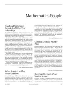 Mathematics People Wood and Wickelgren Awarded AIM Five-Year