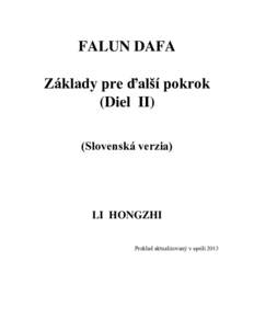 FALUN DAFA Základy pre ďalší pokrok (Diel II) (Slovenská verzia)  LI HONGZHI