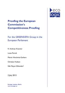 Proofing the European Commission’s Competitiveness Proofing For the GREENS/EFA Group in the European Parliament