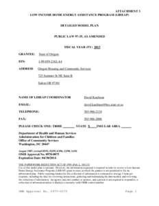 ATTACHMENT 3 LOW INCOME HOME ENERGY ASSISTANCE PROGRAM (LIHEAP) DETAILED MODEL PLAN  PUBLIC LAW 97-35, AS AMENDED