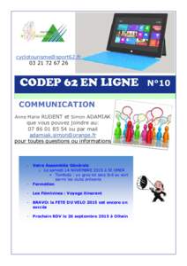  CODEP 62 EN LIGNE COMMUNICATION Anne Marie RUDENT et Simon ADAMIAK