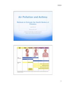 3/3/14	
    Air Pollution and Asthma Methods to Estimate the Health Burden of Pollution Sylvia Brandt