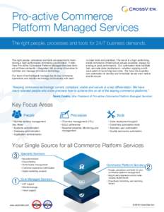 Pro-active Commerce Platform Managed Services The right people, processes and tools for 24/7 business demands. The right people, processes and tools are essential to maintaining a high-performance commerce environment. C