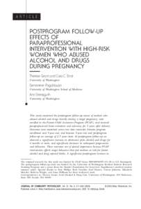 Postprogram follow-up effects of paraprofessional intervention with high-risk women who abused alcohol and drugs during pregnancy