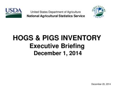 United States Department of Agriculture  National Agricultural Statistics Service HOGS & PIGS INVENTORY Executive Briefing