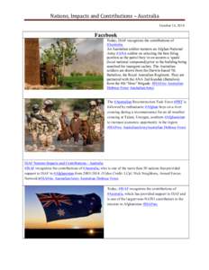 Nations,	
  Impacts	
  and	
  Contributions	
  –	
  Australia	
   October 16, 2014    Facebook