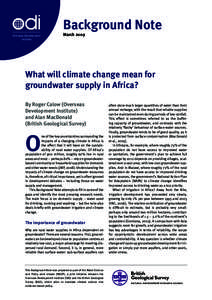 What will climate change mean for groundwater supply in Africa? - ODI Background Note