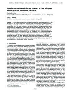 Modeling circulation and thermal structure in Lake Michigan: annual cycle and interannual variability.