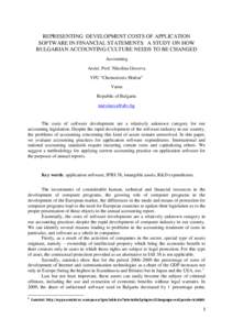 REPRESENTING  DEVELOPMENT COSTS OF APPLICATION SOFTWARE IN FINANCIAL STATEMENTS:  A STUDY ON HOW BULGARIAN ACCOUNTING CULTURE