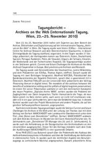 146 Zuzana Ráczová Tagungsbericht – Archives on the Web (internationale Tagung, Wien, 23.–25. November 2010)