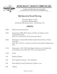 WATER QUALITY / QUANTITY COMMITTEE (QQ-  QQ Quarterly Board Meeting