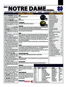 2014 NOTRE DAME FOOTBALL NOTES	 2014 NOTRE DAME  	 Notre Dame Media Relations	 u	 Michael Bertsch	 u	mbertsc1@nd.edu	 u	574-532-4154	u