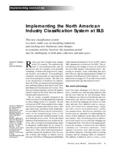 Implementing the North American Industry Classification System at BLS